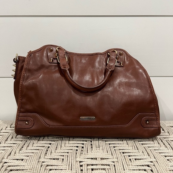 Rebecca Minkoff brown and pink woven handbag - Picture 2 of 4